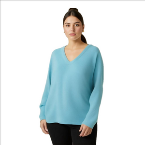 ALYA Franchesca's stretchy blue v neck tunic size Large